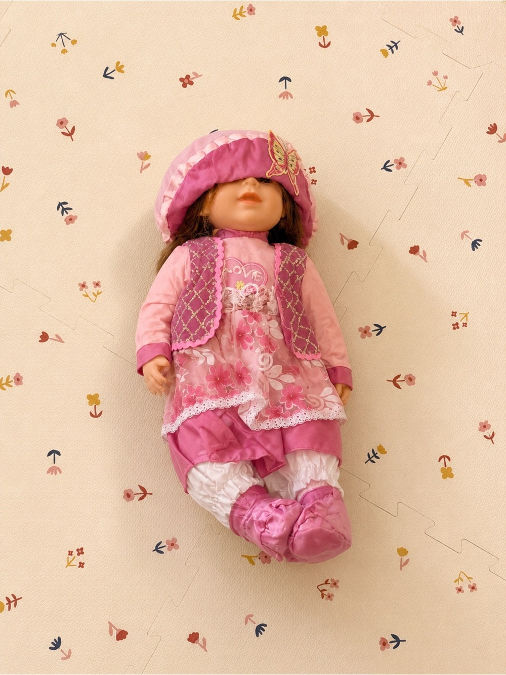 Cathay Doll - Pink Floral Dress Baby Doll with Matching Hattie